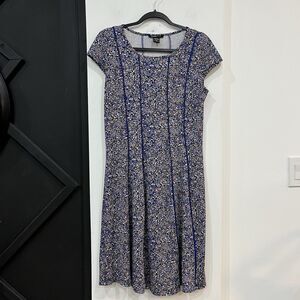 Robert Louis Women’s Blue Floral Cap Sleeve A-Line Dress Size Medium Stretchy